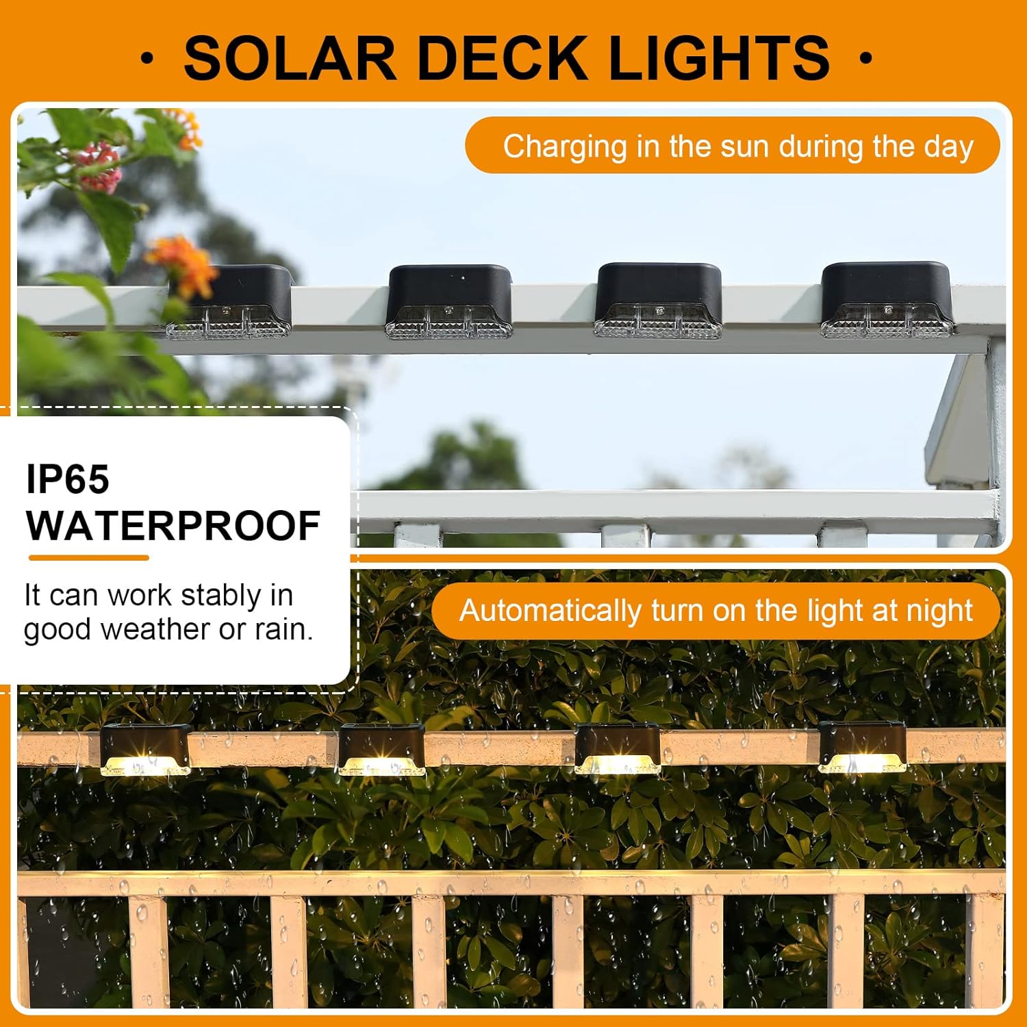 32-Pack Solar Powered Outdoor LED Deck & Step Lights – Waterproof Warm White