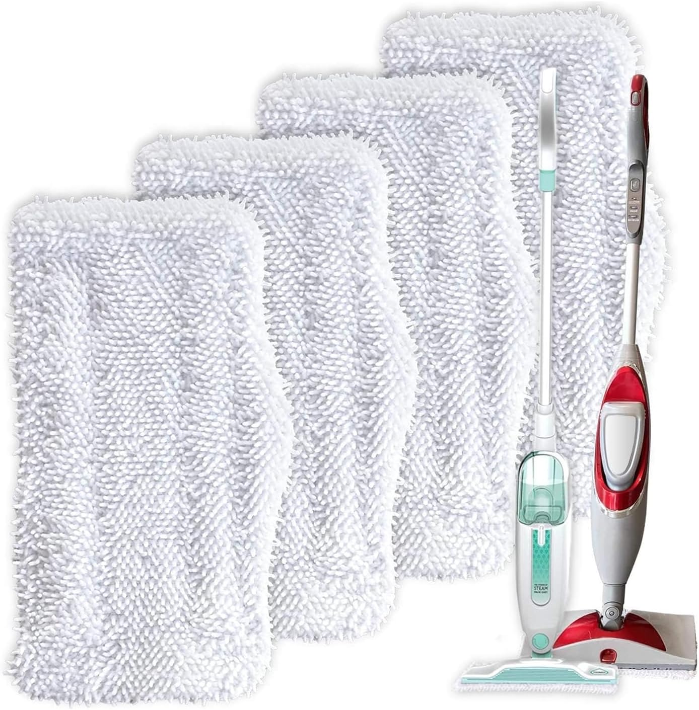 Turbo Microfiber 4-Pack Mop Pads for Shark Steam Mop SK Series & S Series - Shark Steam Replacement Pads