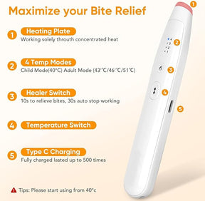 Rechargeable Electric Bite Relief Pen – Instant Heat Therapy for Insect Bites & Stings