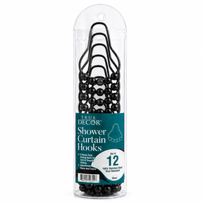 Premium Stainless Steel Roller Ball Shower Curtain Hooks – 12 Pack (Available in Black & Silver)