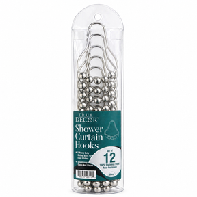 Premium Stainless Steel Roller Ball Shower Curtain Hooks – 12 Pack (Available in Black & Silver)