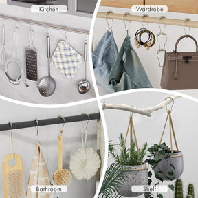 Premium Stainless Steel Roller Ball Shower Curtain Hooks – 12 Pack (Available in Black & Silver)