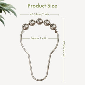 Premium Stainless Steel Roller Ball Shower Curtain Hooks – 12 Pack (Available in Black & Silver)