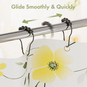 Premium Stainless Steel Roller Ball Shower Curtain Hooks – 12 Pack (Available in Black & Silver)
