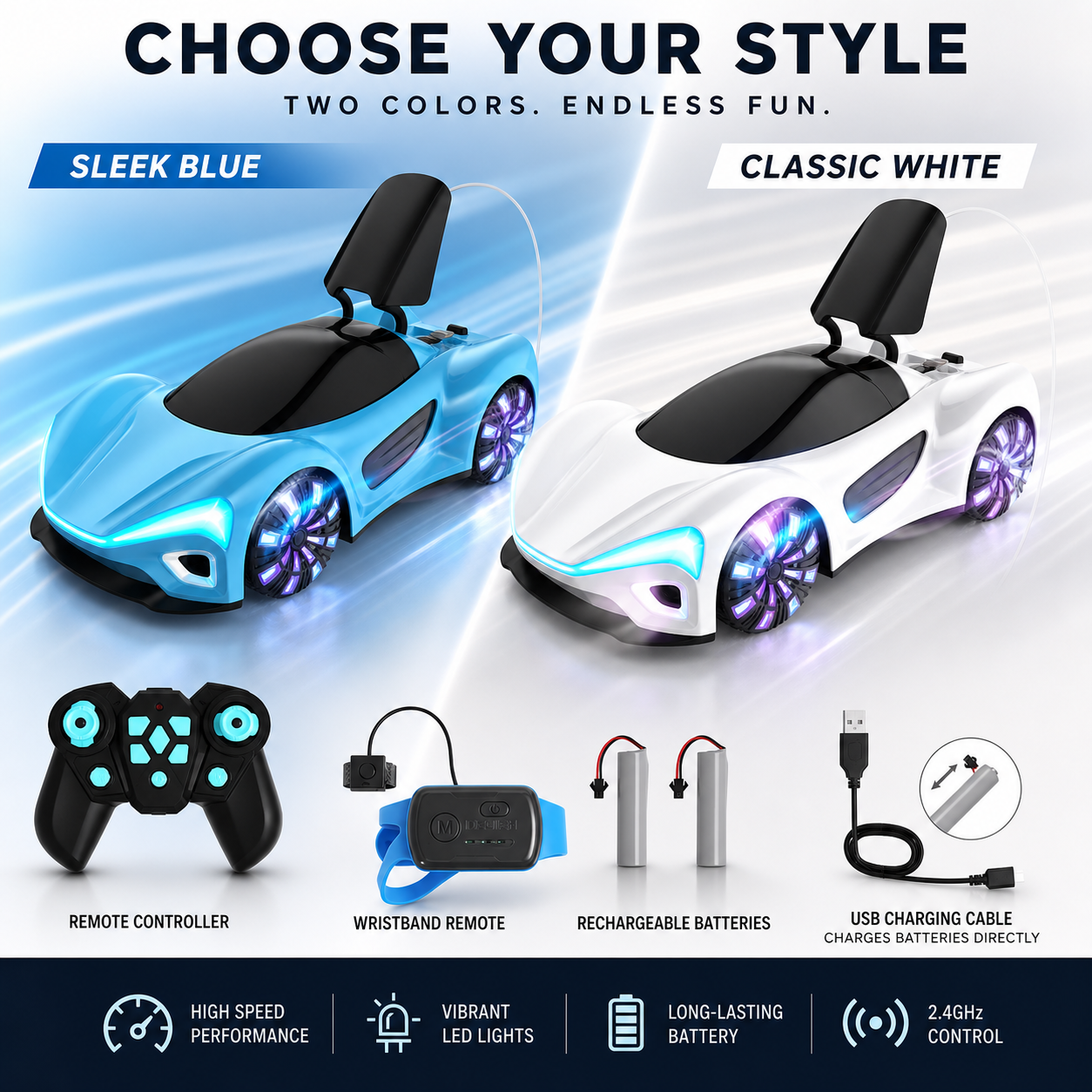 Gesture Sensing 360° Omni-Directional Stunt RC Car – Dual Control with Mist Spray
