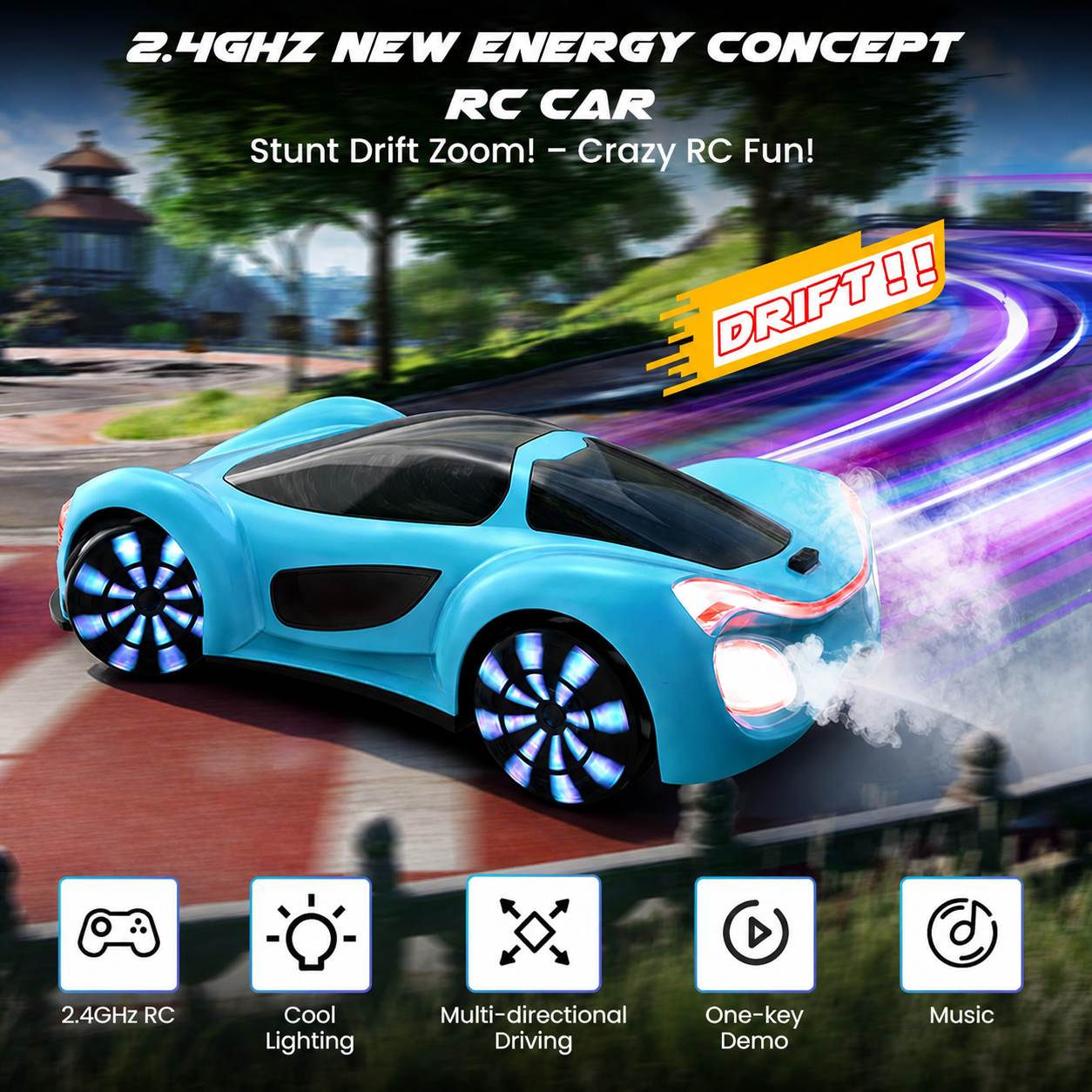 Gesture Sensing 360° Omni-Directional Stunt RC Car – Dual Control with Mist Spray