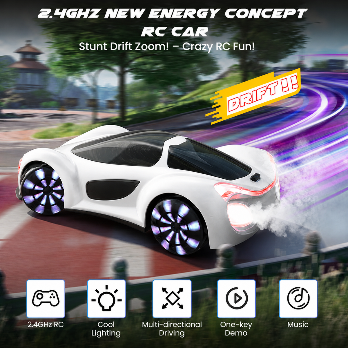 Gesture Sensing 360° Omni-Directional Stunt RC Car – Dual Control with Mist Spray