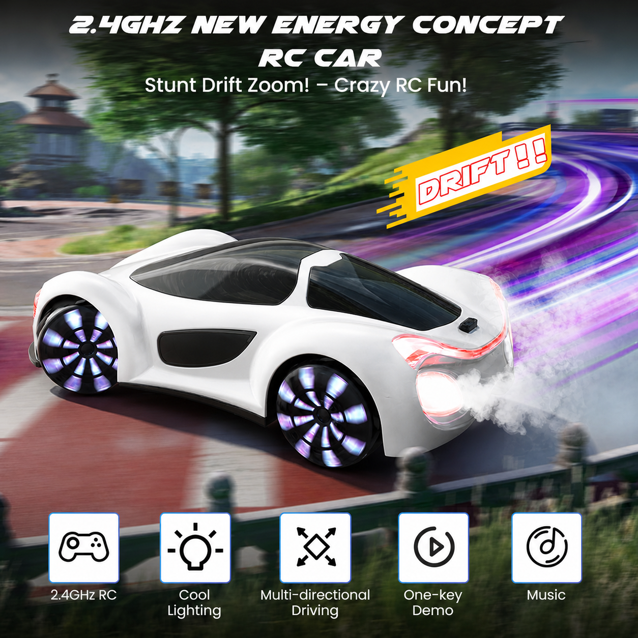 Gesture Sensing 360° Omni-Directional Stunt RC Car – Dual Control with Mist Spray