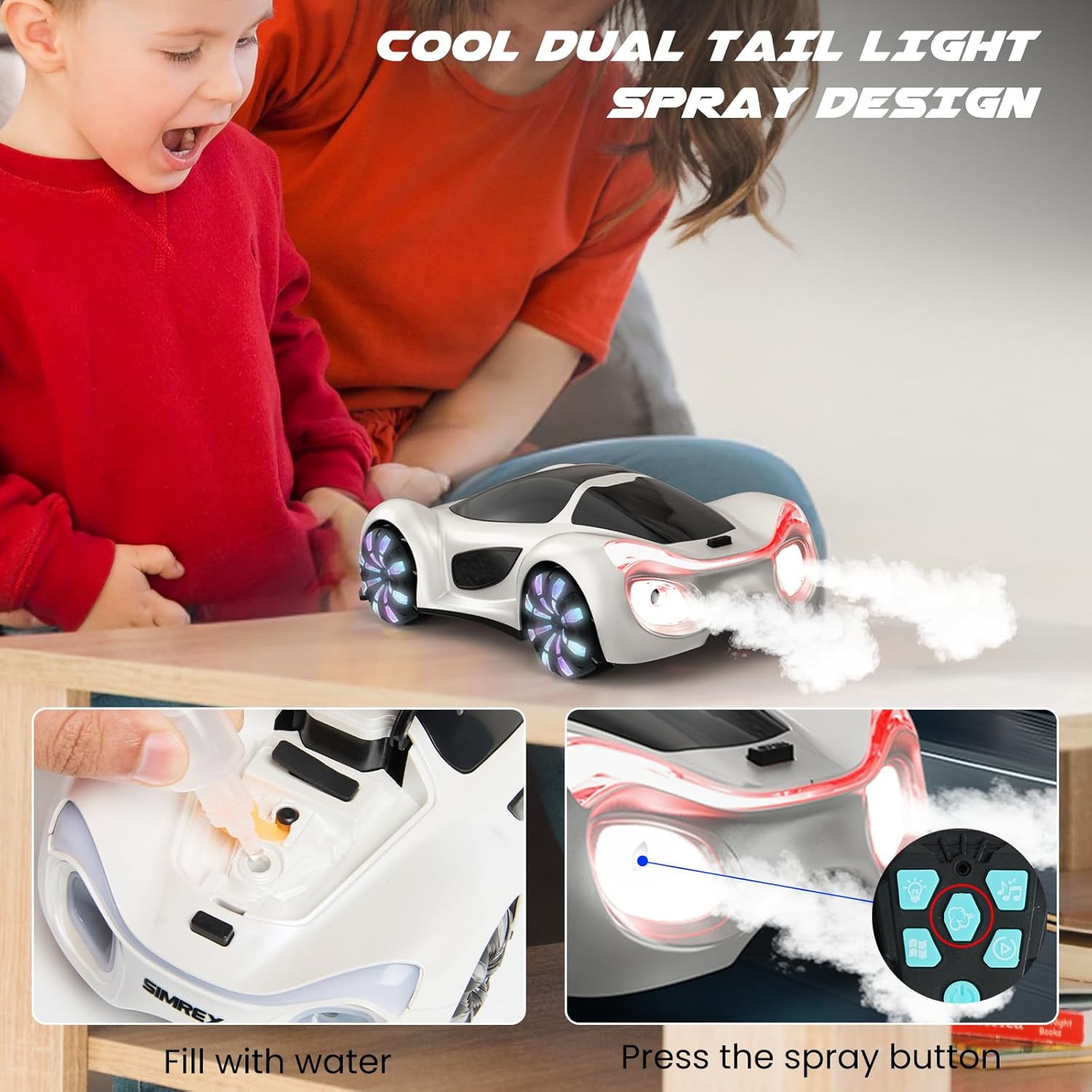 Gesture Sensing 360° Omni-Directional Stunt RC Car – Dual Control with Mist Spray