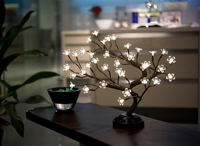 16" 36 LED Cherry Blossom Bonsai Tree - USB or Battery Powered with Timer