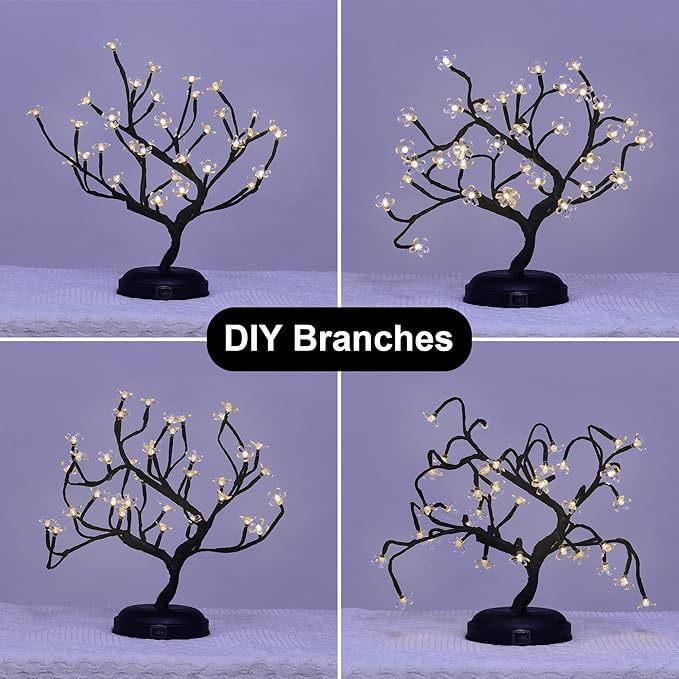 16" 36 LED Cherry Blossom Bonsai Tree - USB or Battery Powered with Timer