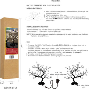 16" 36 LED Cherry Blossom Bonsai Tree - USB or Battery Powered with Timer