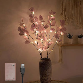 30" Lighted Eucalyptus with Timer - USB and Battery Operated