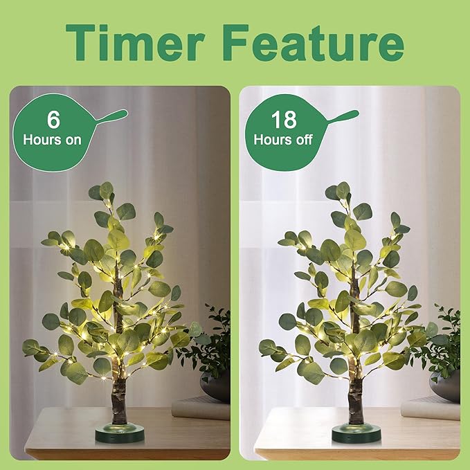 30" Lighted Eucalyptus with Timer - USB and Battery Operated