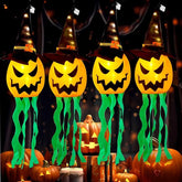 4-Pack Hanging Glowing Pumpkin Witch Hats - Outdoor Halloween Decor