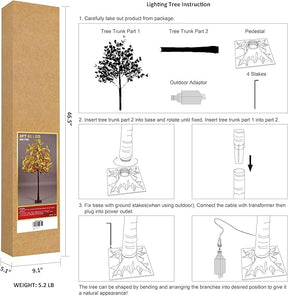 6FT Lighted Oak Tree - 88 LED Warm White Light - Low Voltage