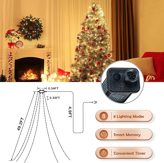 750 LED 245FT Star String Lights - Warm White - 8 Modes