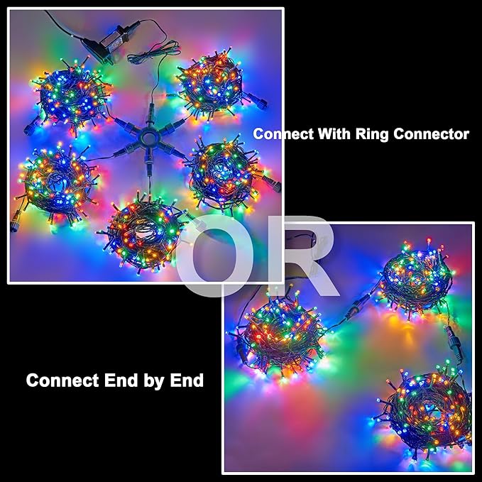 750 LED 245FT Star String Lights - Warm White/Multicolor - 9 Modes - Green Wire