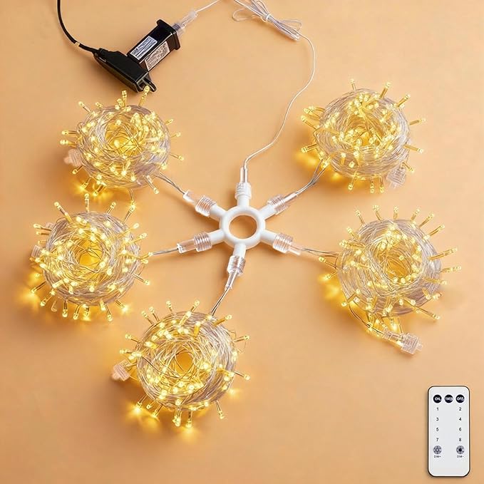 750 LED Star String Lights - 245FT Warm White - 8 Modes & Clear Wire