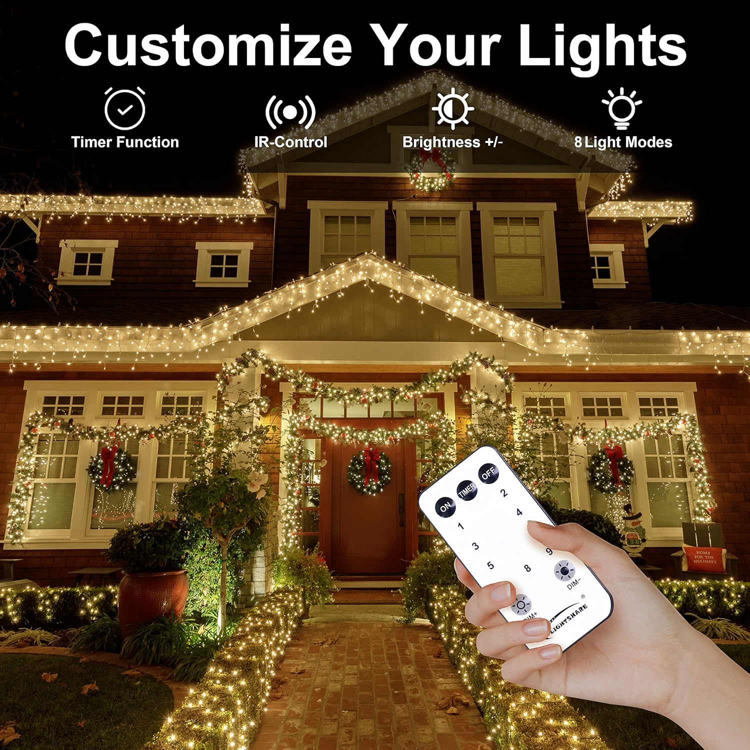 750 LED Star String Lights - 245FT Warm White - 8 Modes & Clear Wire