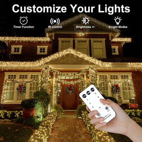 750 LED Star String Lights - 245FT Warm White - 8 Modes & Clear Wire