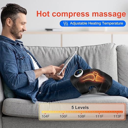 Cordless Knee & Shoulder Massager with Heat - 3 Vibration Modes & 5 Temperature Settings