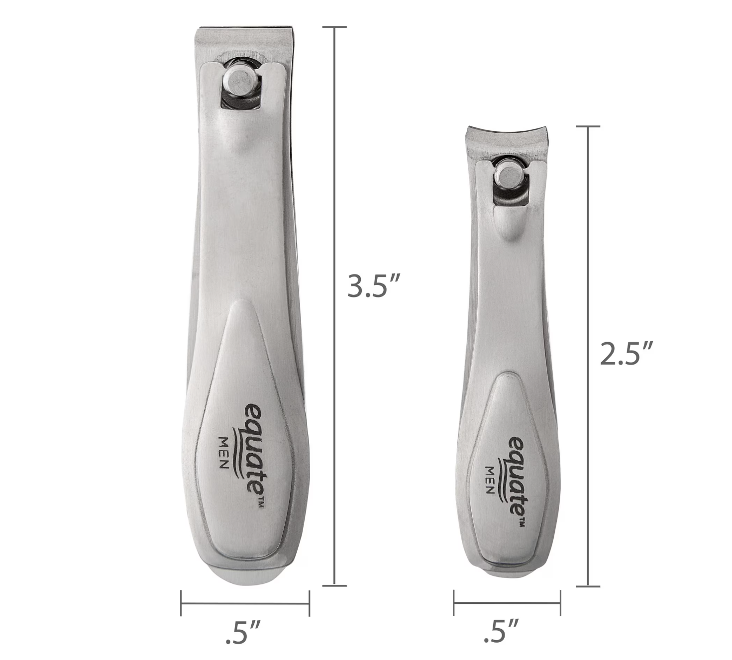 Equate Stainless Steel Nail Clipper Twin-Pack, 2 Pieces