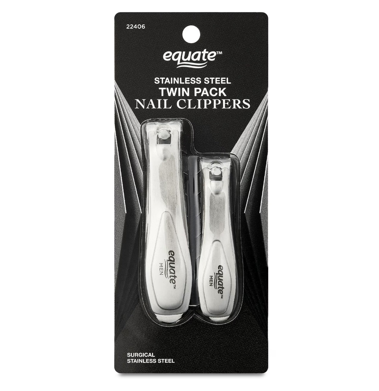 Equate Stainless Steel Nail Clipper Twin-Pack, 2 Pieces