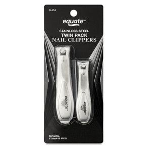 Equate Stainless Steel Nail Clipper Twin-Pack, 2 Pieces