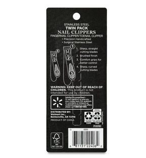 Equate Stainless Steel Nail Clipper Twin-Pack, 2 Pieces