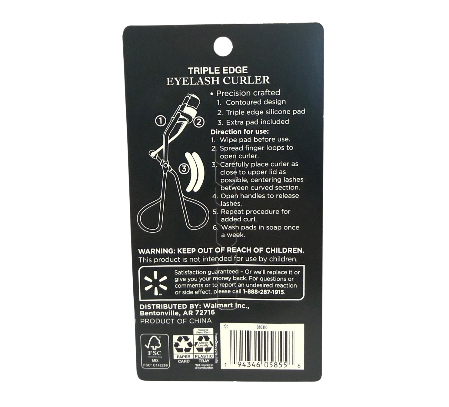 Equate Stainless Steel Triple-Edge Eyelash Curler