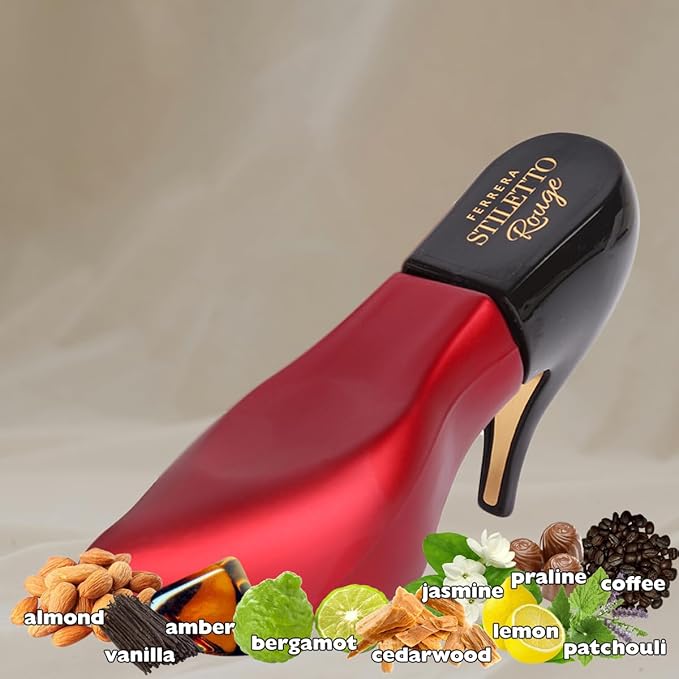 Ferrera Stiletto Rouge Eau De Parfum - Sweet Spicy Floral Vanilla Amber Scent, 3.4 fl.oz (100ml)
