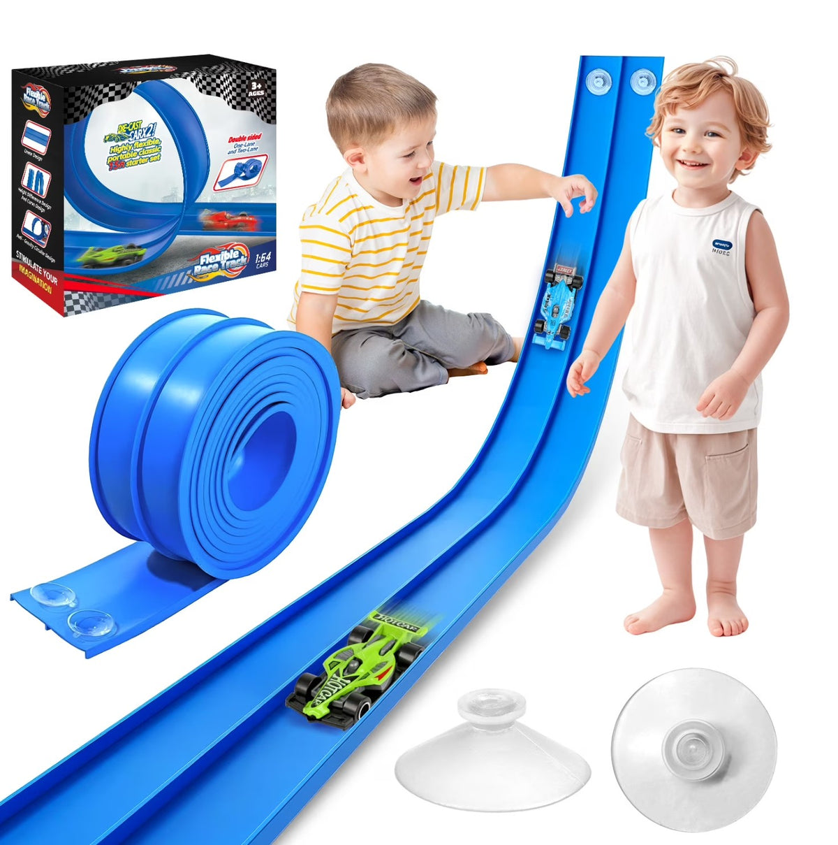 Flexible 15ft Race Car Track Set with 2 Diecast Cars
