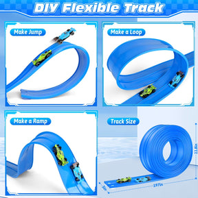 Flexible 15ft Race Car Track Set with 2 Diecast Cars