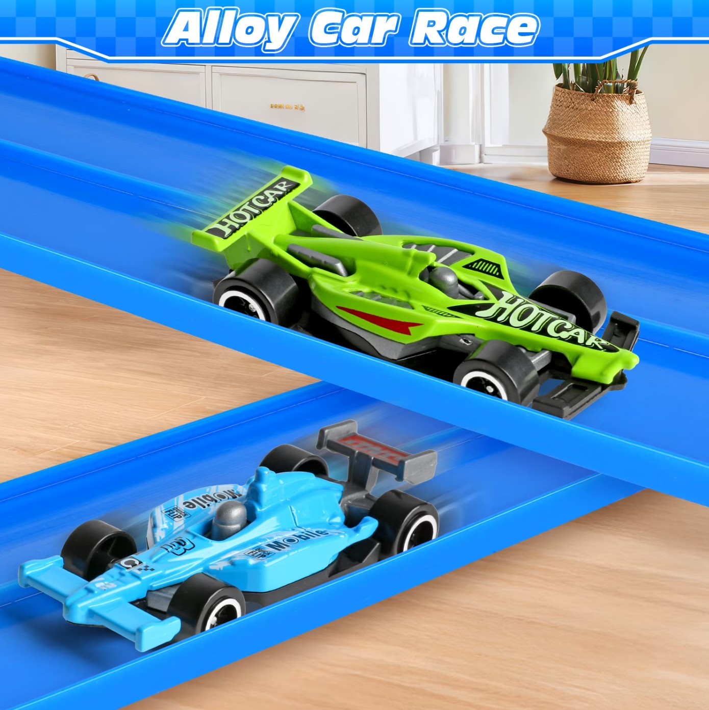 Flexible 15ft Race Car Track Set with 2 Diecast Cars