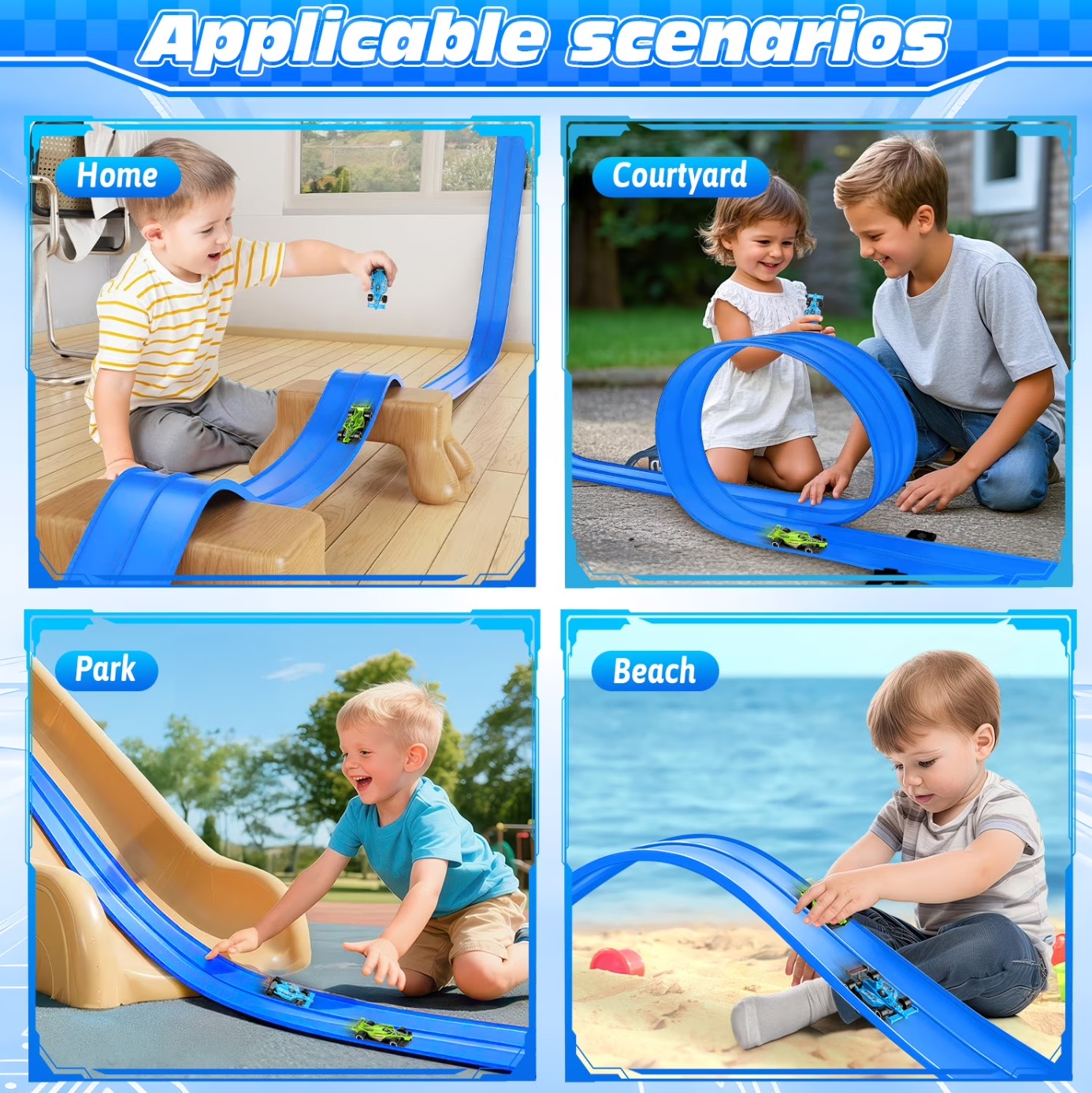 Flexible 15ft Race Car Track Set with 2 Diecast Cars