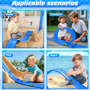 Flexible 15ft Race Car Track Set with 2 Diecast Cars