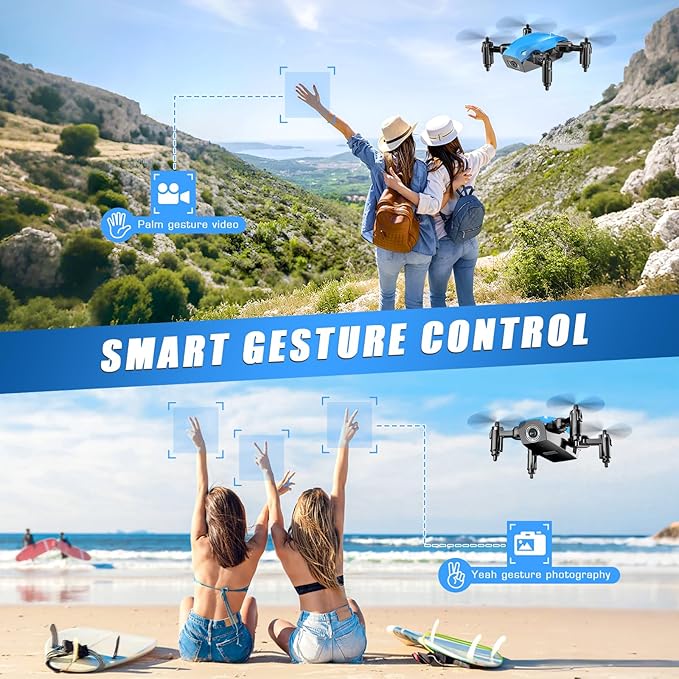 Foldable Camera Drone with Voice & Gesture Control - 2 Batteries Included
