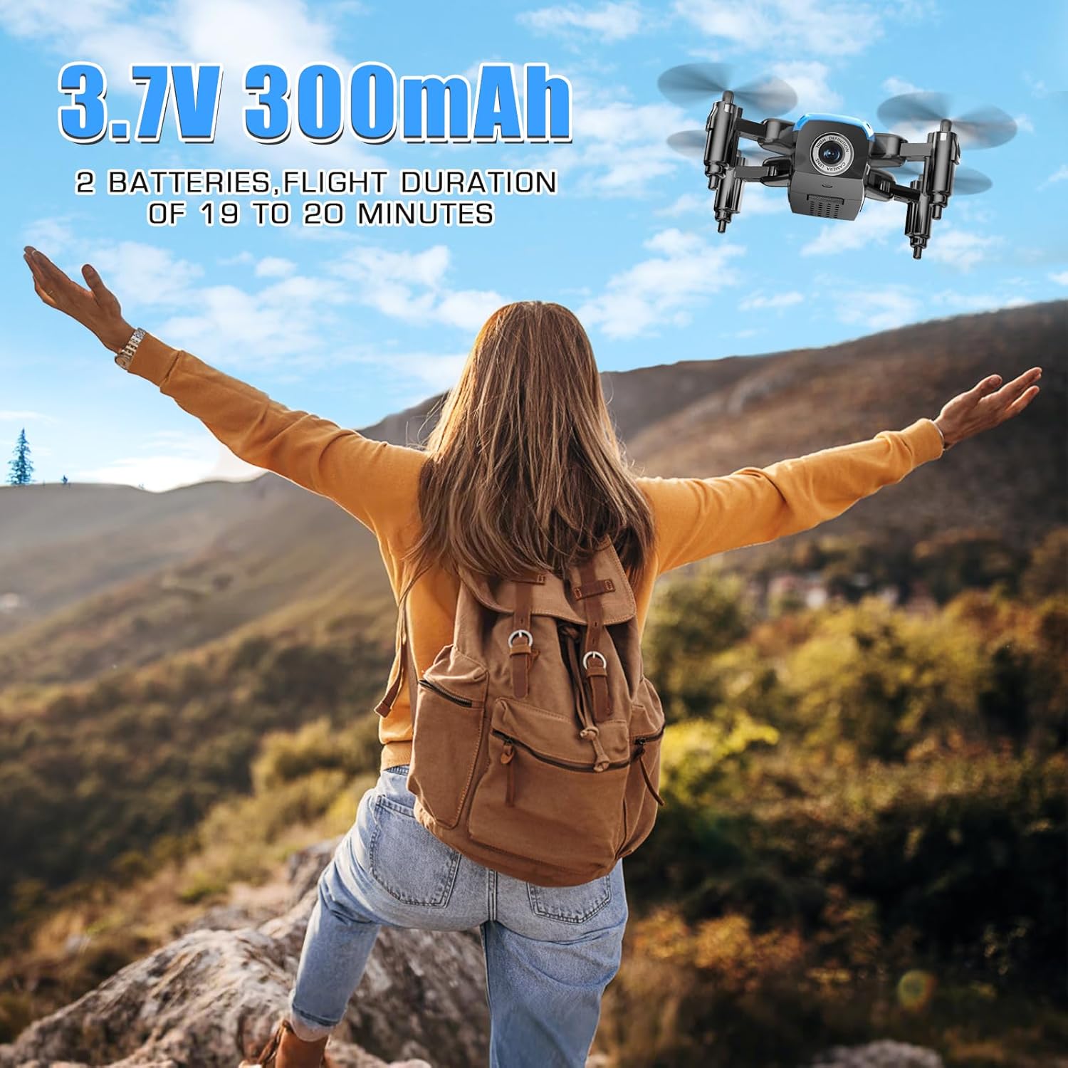 Foldable Camera Drone with Voice & Gesture Control - 2 Batteries Included