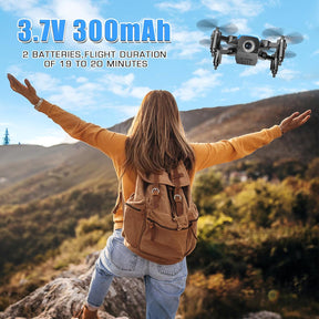 Foldable Camera Drone with Voice & Gesture Control - 2 Batteries Included