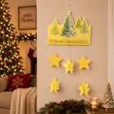 Happy Holidays Paper Art Hanging Decor - Stars & Tree Design - 18â€ x 36â€