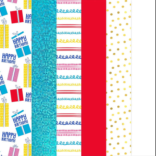 K-Kraft Birthday Metallic Tissue Paper - 102 Sheets, 20x20 Inch