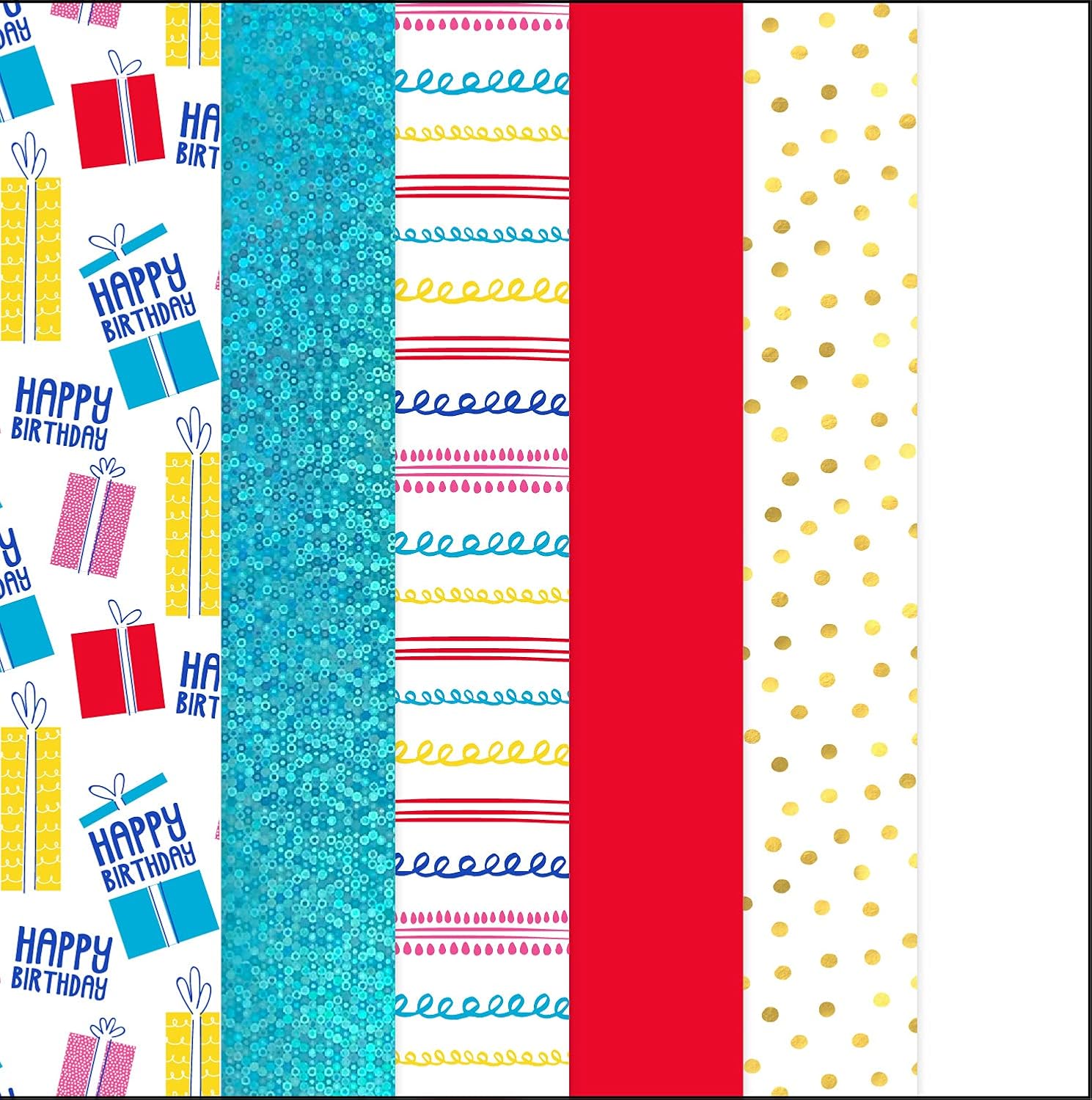 K-Kraft Birthday Metallic Tissue Paper - 102 Sheets, 20x20 Inch