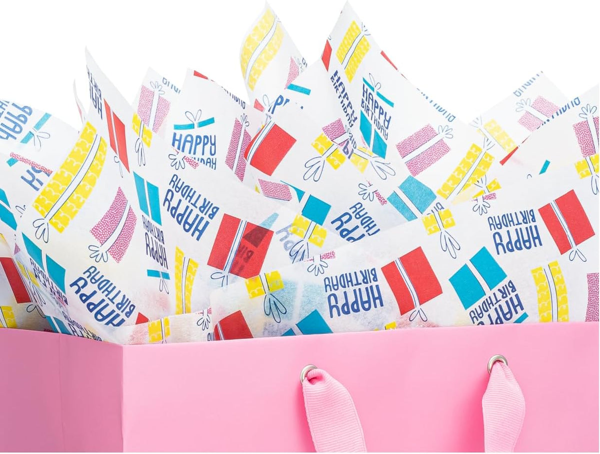 K-Kraft Birthday Metallic Tissue Paper - 102 Sheets, 20x20 Inch