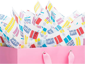 K-Kraft Birthday Metallic Tissue Paper - 102 Sheets, 20x20 Inch