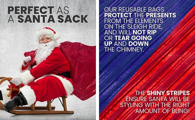 K-Kraft Extra Large Gift Bag, Festive Metallic Red Stripes, 36 x 44 Inches