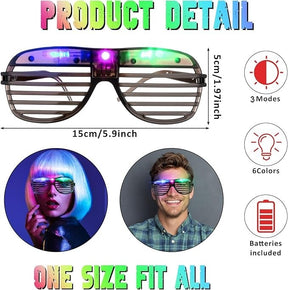 LED Light Up Glow in the Dark Party Glasses - 3 Modes - Neon Party Favors