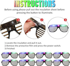 LED Light Up Glow in the Dark Party Glasses - 3 Modes - Neon Party Favors
