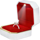 Luxury Velvet Engagement Ring Box with LED Light, Gift Box & Bow