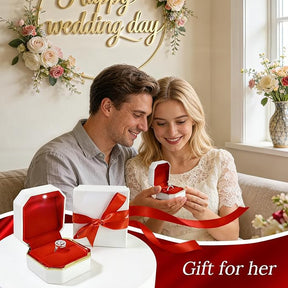 Luxury Velvet Engagement Ring Box with LED Light, Gift Box & Bow